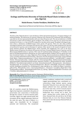 Ecology and Floristic Diversity of Takoucht Massif Chain in Babors (Be- Jaia, Algeria)