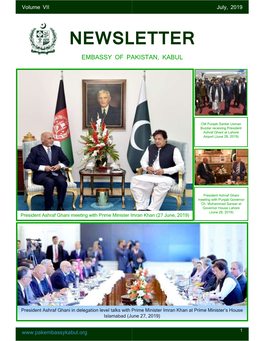 Newsletter Embassy of Pakistan, Kabul