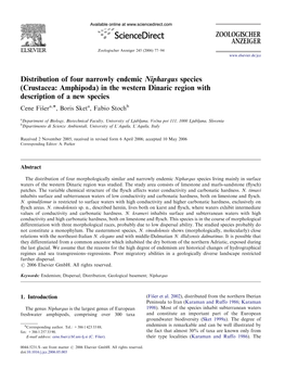 Distribution of Four Narrowly Endemic Niphargus Species (Crustacea