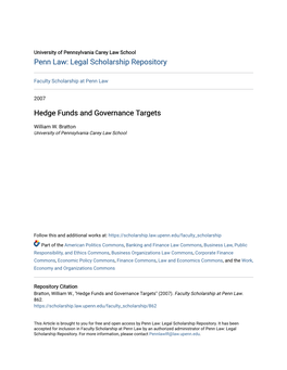 Hedge Funds and Governance Targets