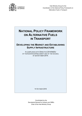 National Policy Framework on Alternative Fuels in Transport