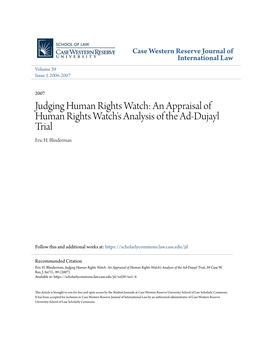 An Appraisal of Human Rights Watch's Analysis of the Ad-Dujayl Trial Eric H