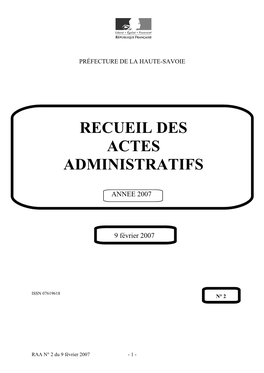 Recueil Des Actes Administratifs