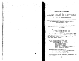 GRAND LODGE of KENTUCKY PROCEEDINGS, &C