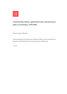 Central Bank Reform, Spatial Diversity and Monetary Policy in Germany, 1876-1890