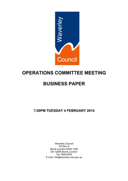 Operations Committee Meeting Business Paper