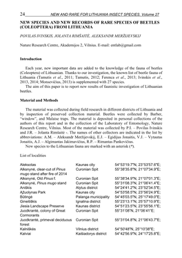 Vol27p027-034 Ivinskis Etal-New Species and Records of Beetles.Pdf