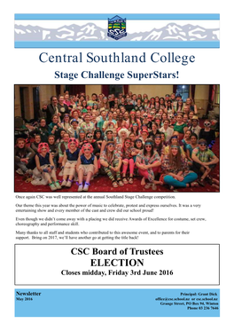 Central Southland College Newsletter May 2016