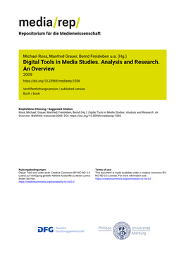Digital Tools in Media Studies. Analysis and Research. an Overview 2009