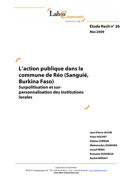 L'action Publique Dans La Commune De Réo (Sanguié, Burkina Faso)