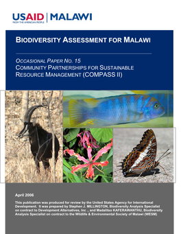 Biodiversity Assessment for Malawi Resource