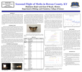 Seasonal Flight of Moths in Rowan County, Kentucky