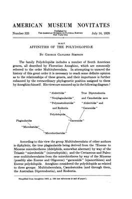 Affinities of the Polydolopidae