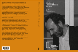 Biblioteca Gianni Milner 2012-2022 Quaderni, 1