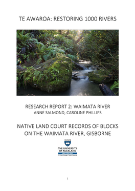 Research Report 2: Waimata River Anne Salmond, Caroline Phillips