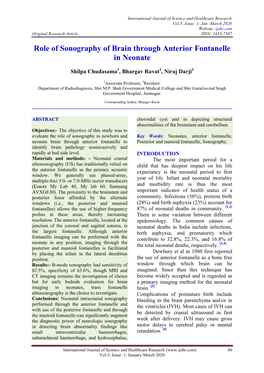 Role of Sonography of Brain Through Anterior Fontanelle in Neonate