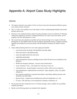 Appendix A: Airport Case Study Highlights