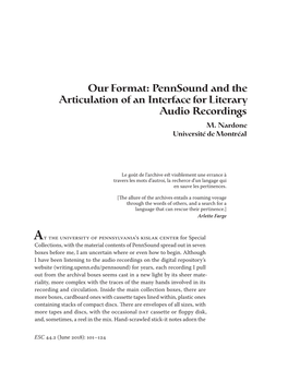 Our Format: Pennsound and the Articulation of an Interface for Literary Audio Recordings M