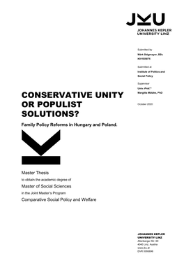 Conservative Unity Or Populist Solutions?