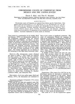 CHROMOSOME COUNTS of COMPOSITAE from MEXICO and the UNITED Statesl