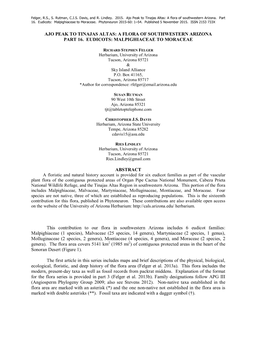 Felger, R.S., S. Rutman, C.J.S. Davis, and R. Lindley. 2015. Ajo Peak to Tinajas Altas: a Flora of Southwestern Arizona