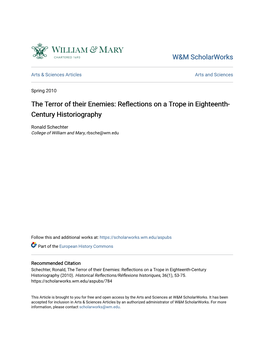 The Terror of Their Enemies: Reflections on a Rt Ope in Eighteenth- Century Historiography