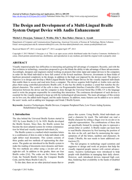 The Design and Development of a Multi-Lingual Braille System Output Device with Audio Enhancement