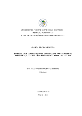 Universidade Federal Rural Do Rio De Janeiro Instituto De Florestas Curso De Graduação Em Engenharia Florestal