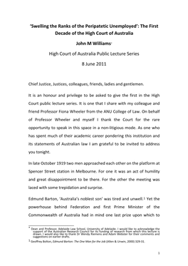 Swelling the Ranks of the Peripatetic Unemployed’: the First Decade of the High Court of Australia