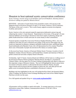 Houston to Host National Scenic Conservation Conference