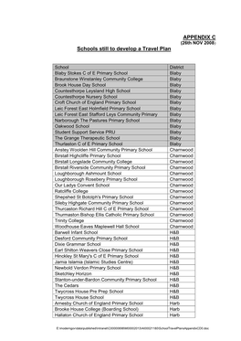 APPENDIX C Schools Still to Develop a Travel Plan