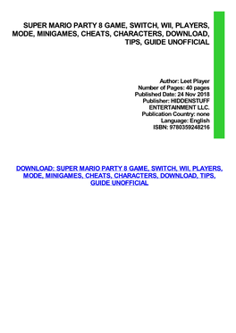 PDF Download Super Mario Party 8 Game, Switch, Wii, Players, Mode