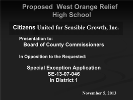 Public Hearing Orange County Public School West Orange Relief High
