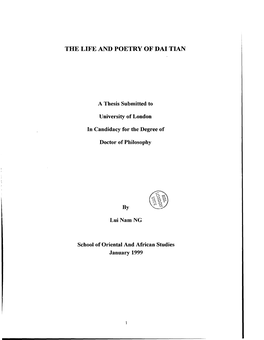 THE LIFE and POETRY of DAI TIAN By