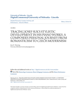 Tracing Josef Suk's Stylistic Development in His Piano Works