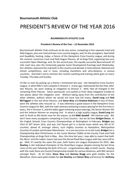 President's Review of the Year 2016