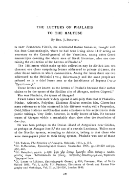 The Letters of Phalaris to the Maltese