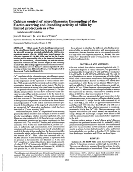 Uncoupling of the F-Actin-Severing and -Bundling Activity of Villin by Limited Proteolysis in Vitro (Epithelia/Microvilli/Cytoskeleton) JOHN R