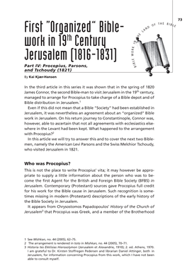 Bible- Work in 19Th Century Jerusalem (1816-1831)