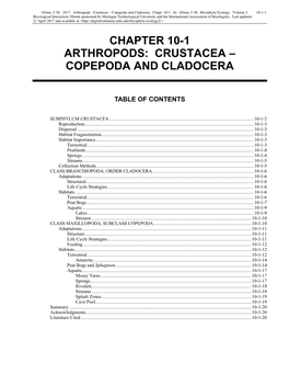 Chapter 10-1 Arthropods: Crustacea – Copepoda and Cladocera