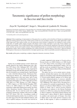 Taxonomic Significance of Pollen Morphology in Succisa and Succisella