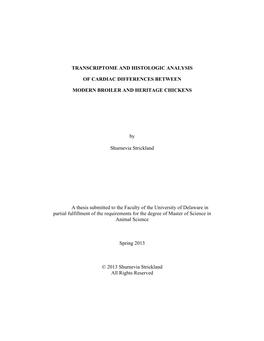 Transcriptome and Histologic Analysis of Cardiac