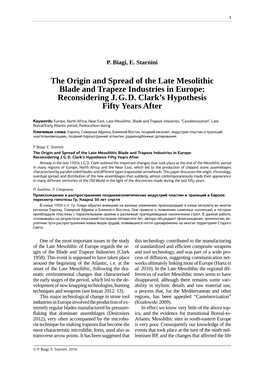 The Origin and Spread of the Late Mesolithic Blade and Trapeze Industries in Europe: Reconsidering J