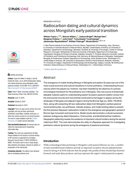 Radiocarbon Dating and Cultural Dynamics Across Mongolia's Early Pastoral Transition