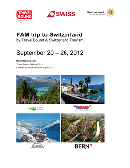 FAM Trip to Switzerland September 20 – 26, 2012