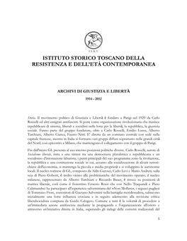 Istituto Storico Toscano Della Resistenza E Dell'età Contemporanea