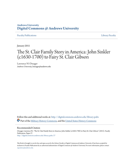 The St. Clair Family Story in America: John Sinkler (C1630-1700)