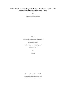 Wetland Reclamation in England: Medieval Risk Culture and the 1396 Commission of Sewers for Pevensey Levels