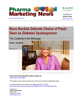 Novo Nordisk Defends Choice of Paula Deen As Diabetes