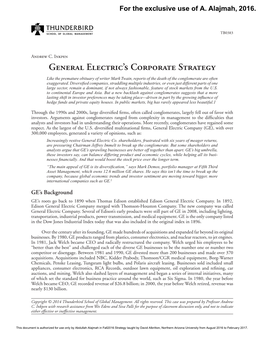 General Electric's Corporate Strategy